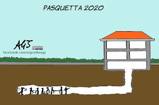 pasquetta 2020, gita fuoriporta, lockdown, quarantena, grigliate, umorismo, vignetta