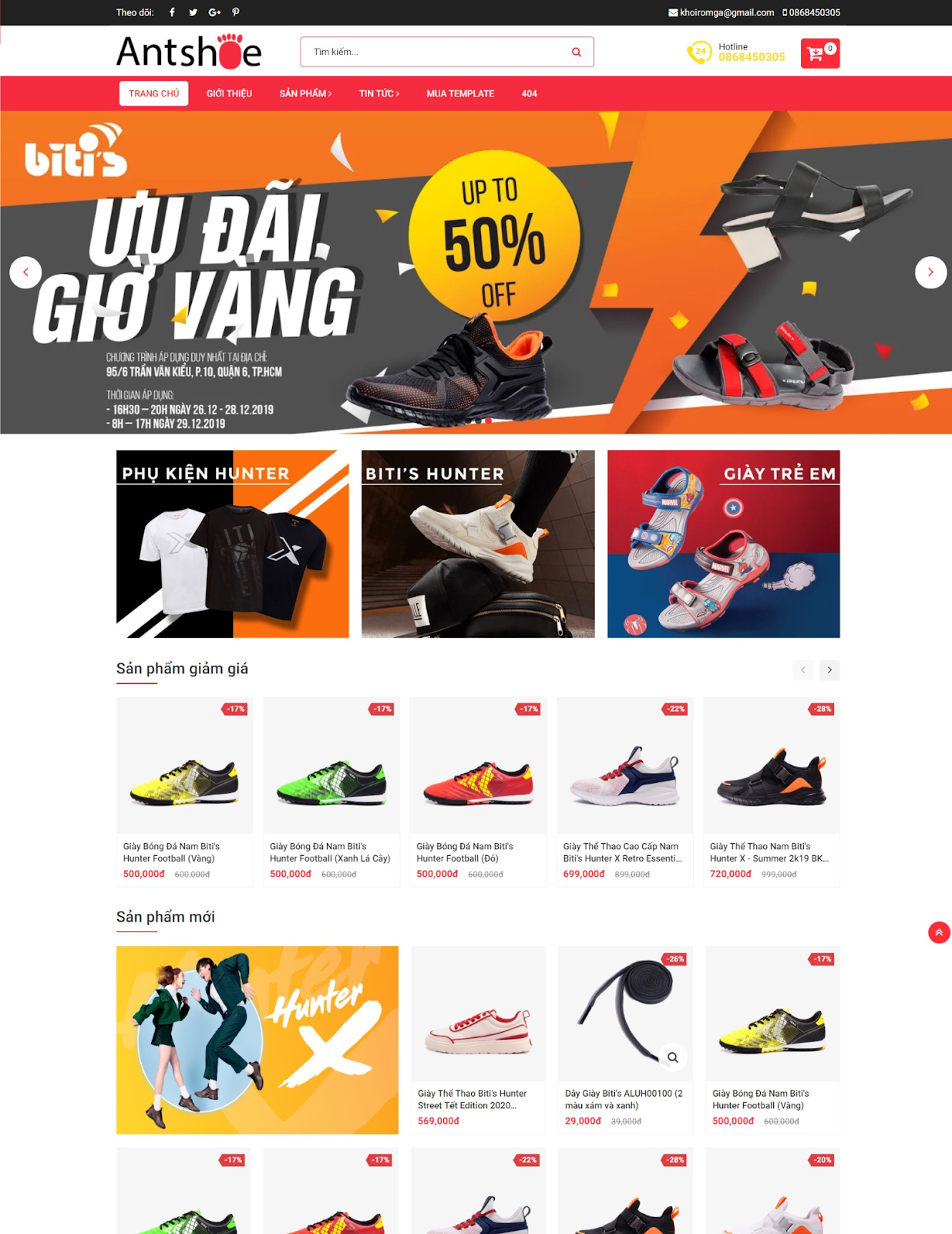 Template blogspot bán hàng Ant Shoe Shop