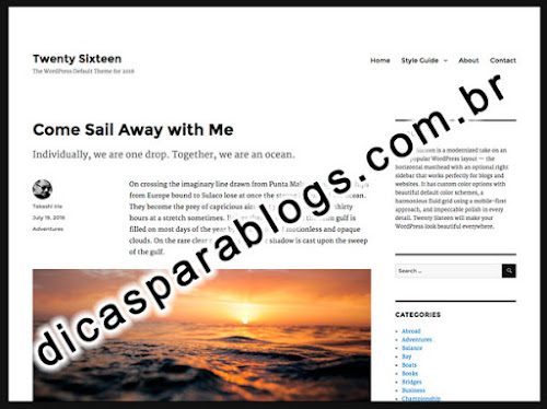 Carregamento do Template Twenty Sixteen para WordPress