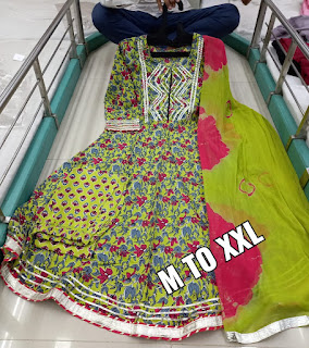 Anarkali Jaipuri kurtis with Palazzo and Dupatta