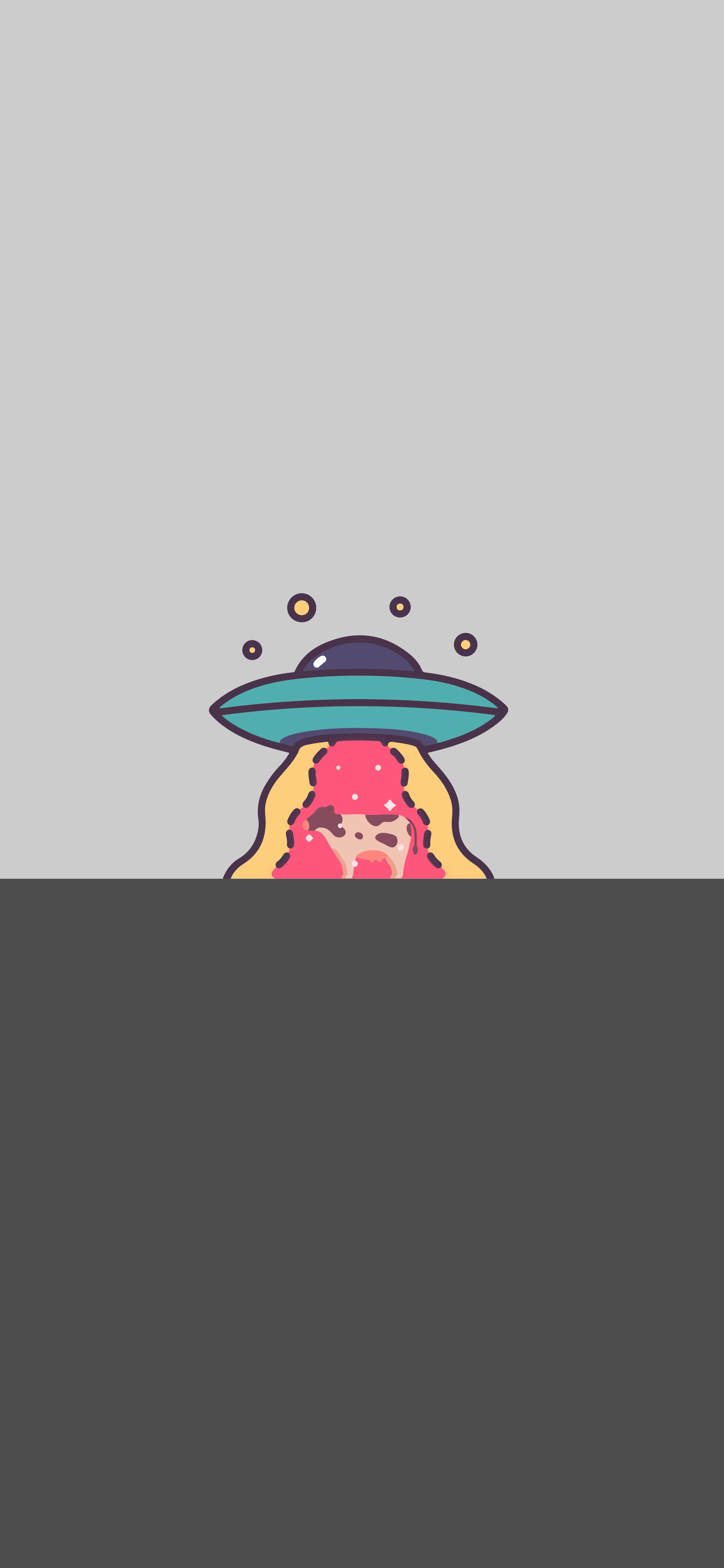 Wallpaper iPhone 4K - Minimalist UFO Abduction