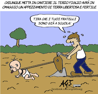 terzo figlio, figli, podere, terre incolte, manovra, vignetta, satira