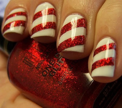 Red and White Christmas Nails for Girls