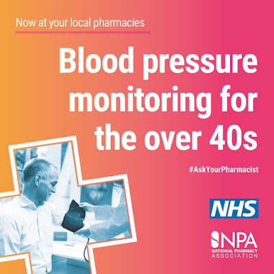 Blood pressure monitoring at local pharmacies for people over 40 image of man being tested