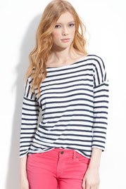 Drop Shoulder Nautical Stripe Top