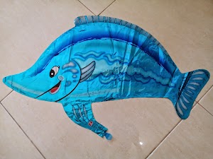 Balon Foil Character Ikan Pedang Metalik Biru