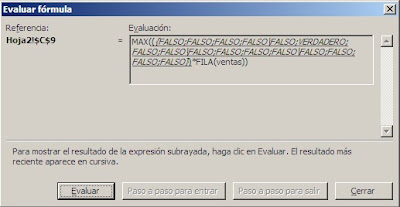 Excel celda en matriz