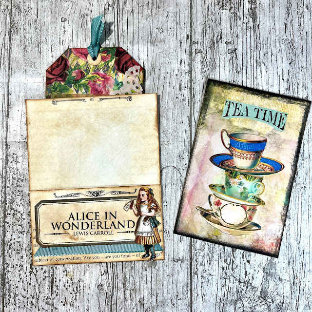 Alice In Wonderland Book Page Library Pocket & Tag