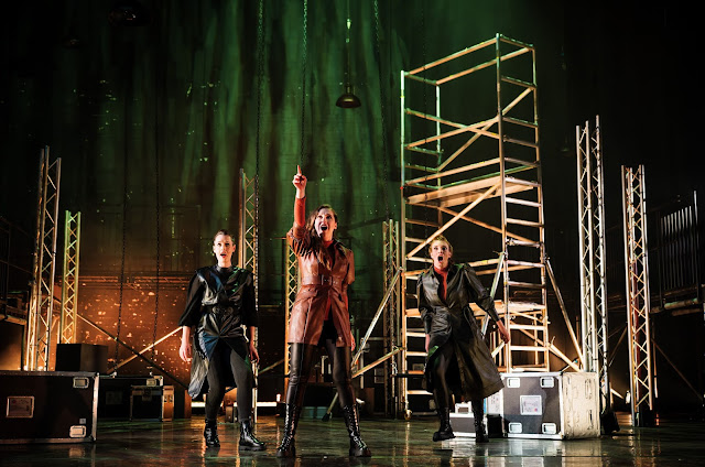 Wagner: Die Walküre - Bethan Langford, Elizabeth Karani & Katie Stevenson as the Valkyries - Arcola Theatre's Grimeborn Festival at Hackney Empire in 2021 (Photo Alex Brenner)