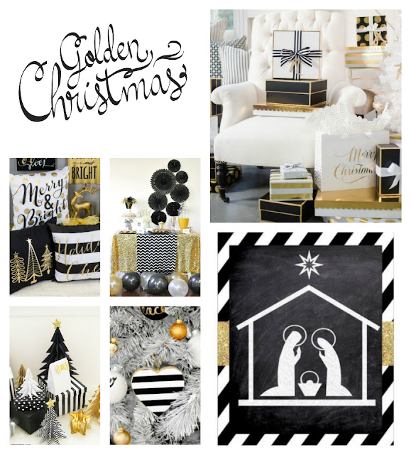 christmas gold black white