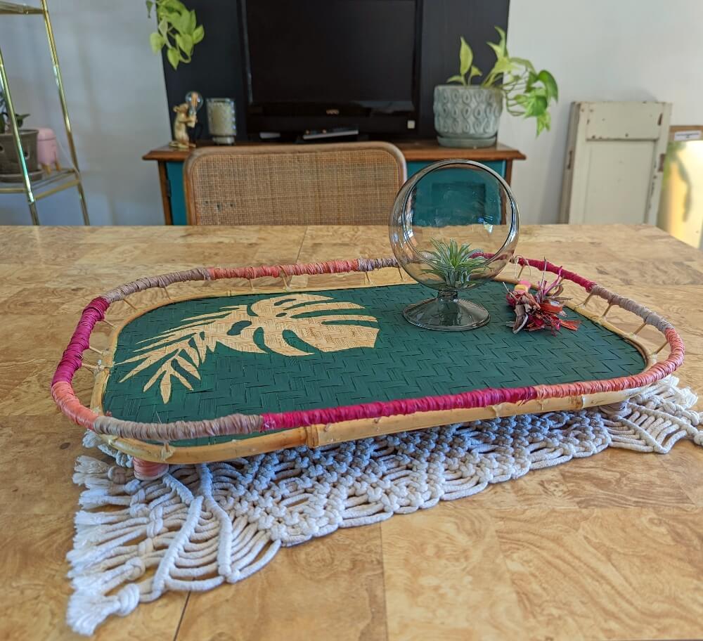 Upcycled Rattan Tray - Thrift Shop Flip