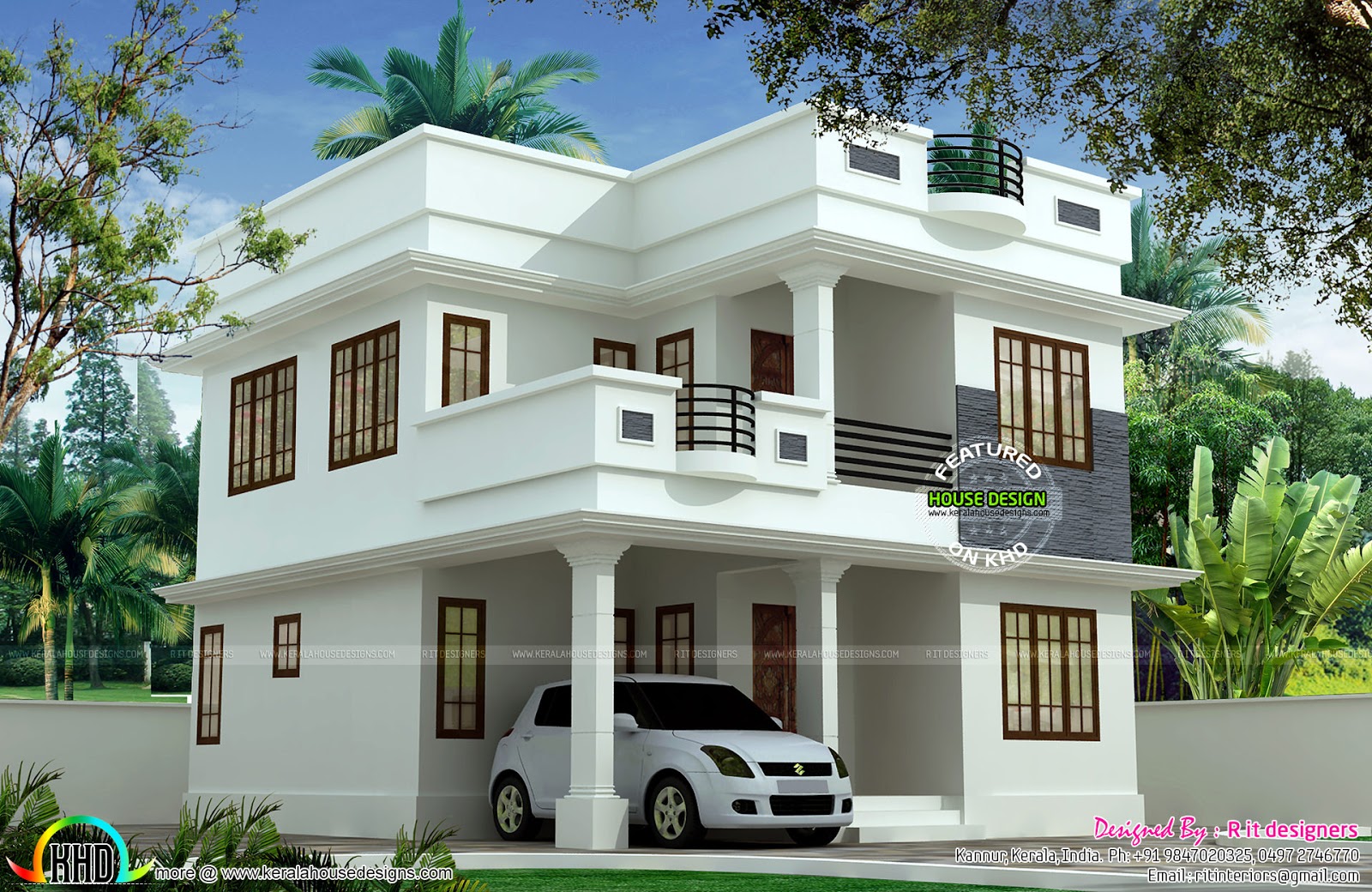 Modern House Front View Double Floor