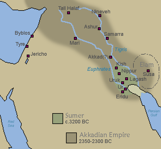 Map of Akkadian empire