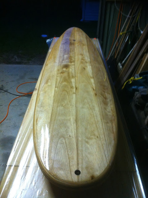 wooden surfboard