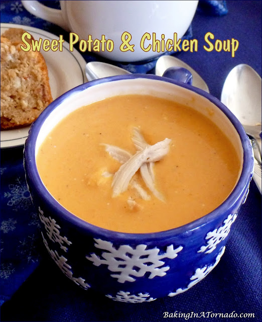 Sweet Potato & Chicken Soup | recipe developed by www.BakingInATornado.com | #recipe #soup