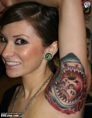 british bulldog tattoos. girl with tattoo.