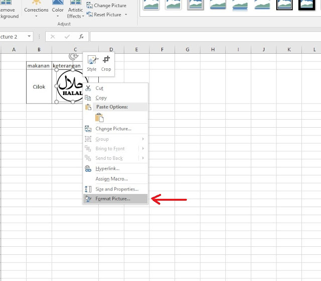 Cara Mengatur ukuran gambar otomatis di Excel
