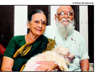 AWESOME THREESOME: Prof. Ramaswamy with wife Parva