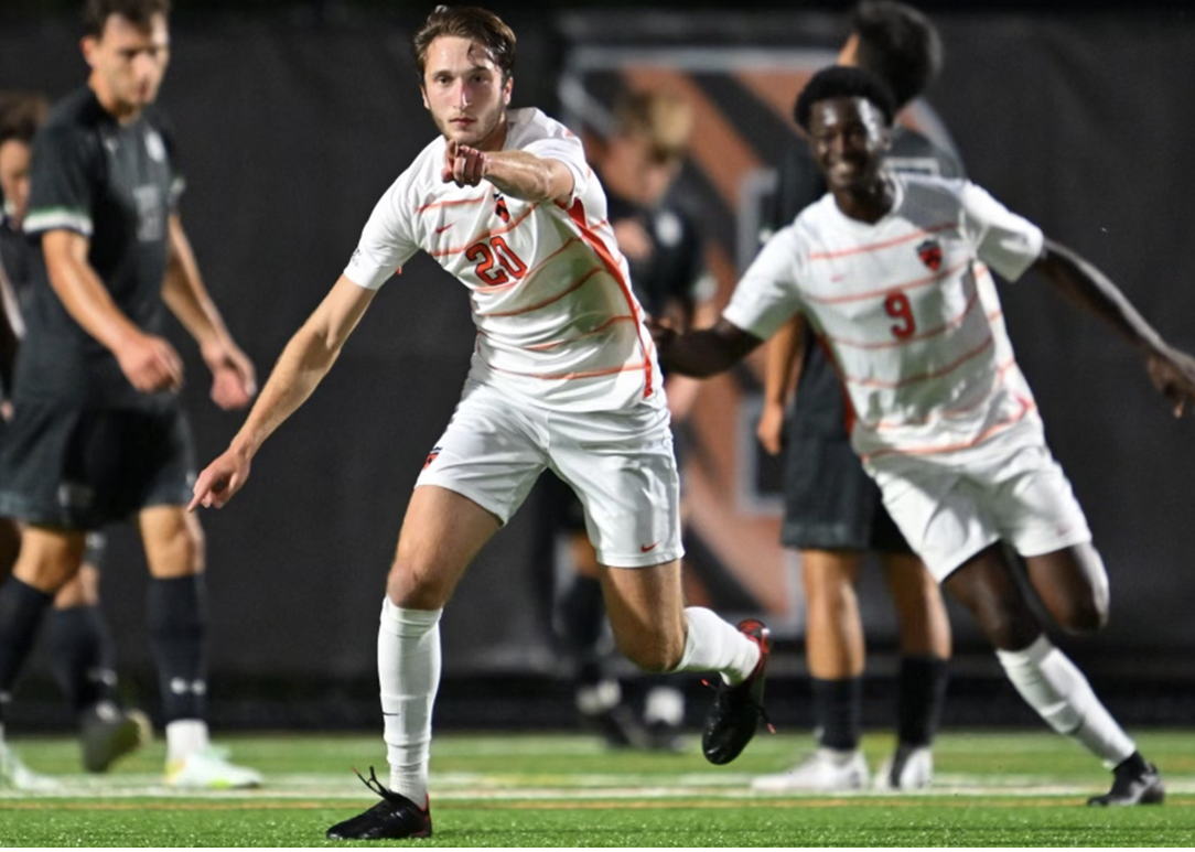 November 27, 2022: Cornell Big Red defender Andrew Johnson (29) heads the  ball against the Syracuse Orange during a third round match of the 2022  NCAA Men's Division I Soccer Championship on