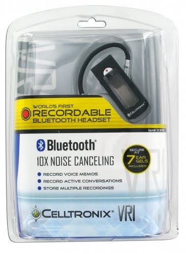 Celltronix VR1 Bluetooth headset records phone calls/conversations. Perfect for corrupt politicians