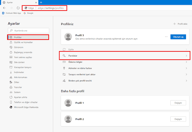 Microsoft Edge'de Kayıtlı Şifreleri Dışa Aktarma