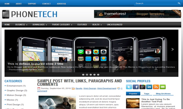 Phone Tech 3 Column Blogger Template