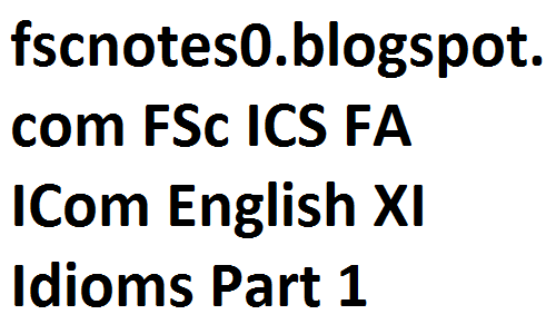 fsc notes, fscnotes, fsc english notes, fsc notes english, english idioms, idioms, FSc ICS FA ICom English XI Idioms Part 1