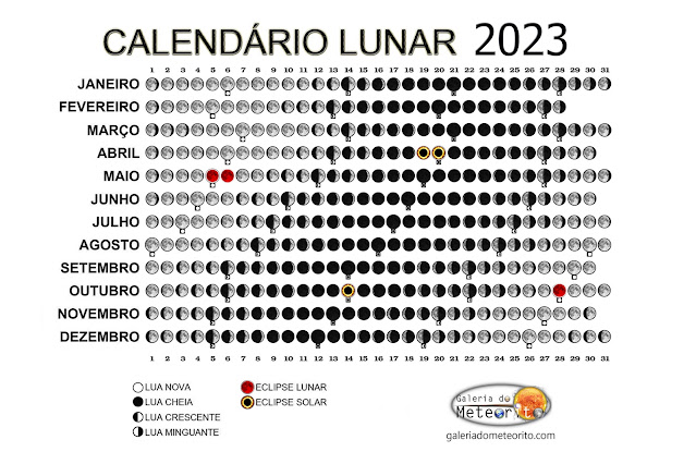 Calendário Lunar 2023 - versão para impressão