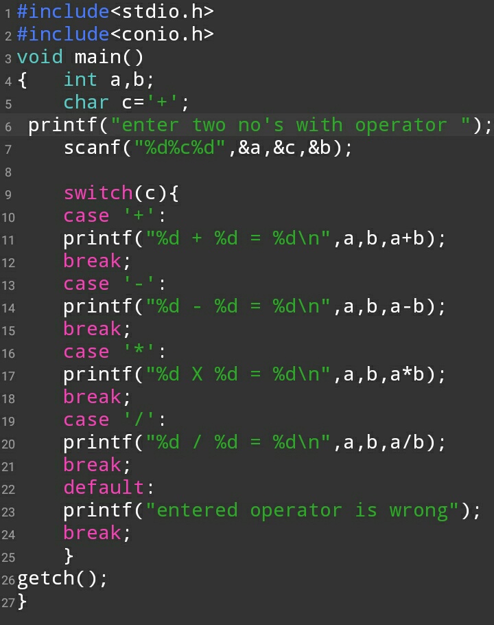 Program to make a simple calculator