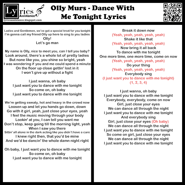 Olly Murs - Dance With Me Tonight Lyrics | lyricsassistance.blogspot.com