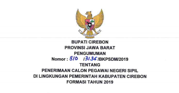 Rincian Formasi Penerimaan Cpns Kabupaten Cirebon Tahun 2019