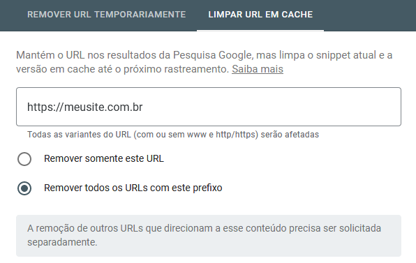 Sim pode, Abra a ferramenta de remover URL do Google. Informe o domínio “com https:// URL”, marque a opção “Remover todos os URLs com o prefixo”. Conforme imagem abaixo: