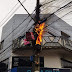 Após curto-circuito, fogo atinge poste, fios de internet e rede é interrompida em alguns bairros de Serrinha