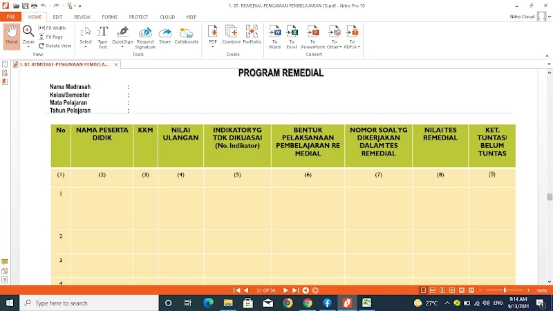 Remedial, Materi PJJ