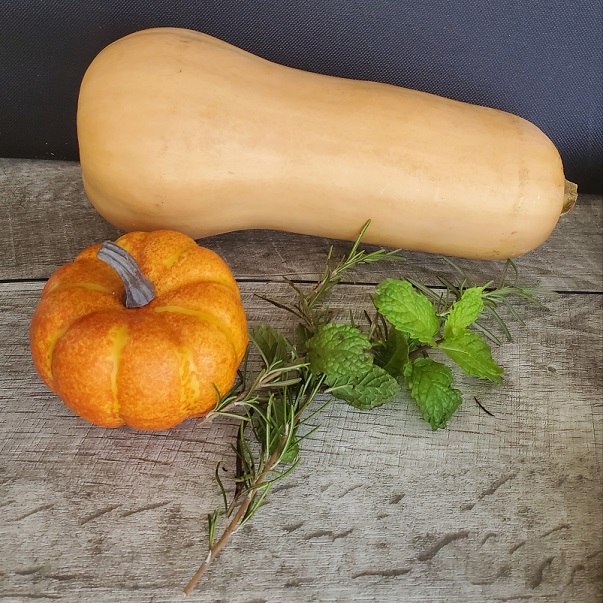butternut squash and pumpkin with herbs