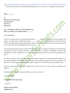 Apology Letter from Company to Customer for Complaint on Goods
