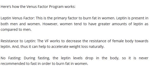 the venus factor eating plan  