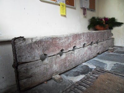 Stocks at St Symphorian church, Veryan, Cornwall