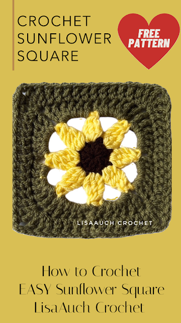 Sunflower Crochet Sqaure FREE Easy Crochet Pattern for a sunflower Granny Square