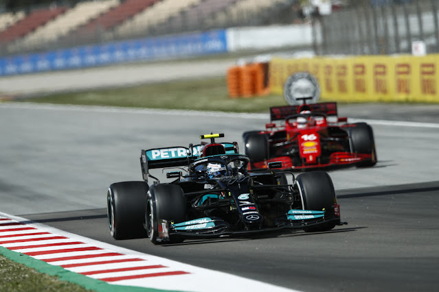 Valtteri Bottas set the best time of 1:18.504 during Free Practice 1 of the 2021 Formula One Grand Prix of Spain at the Circuit de Barcelona-Catalunya.