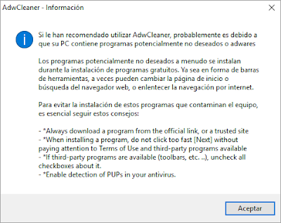 Mensaje AdwCleaner
