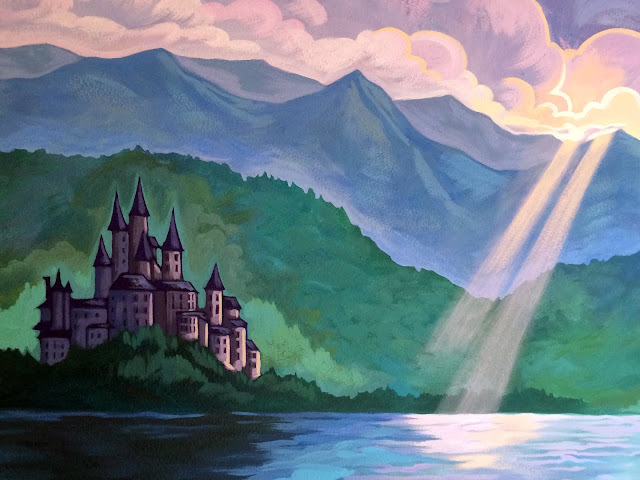 princess mural, disney princess mural, disney mural, castle mural, castle balcony mural