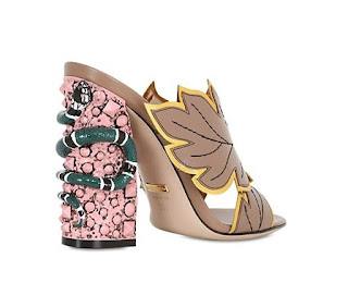 Gucci Block Heels Mules with leaf and snake detail