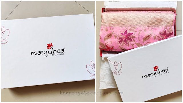 Manjubaa Banarasi Silk Saree packaging