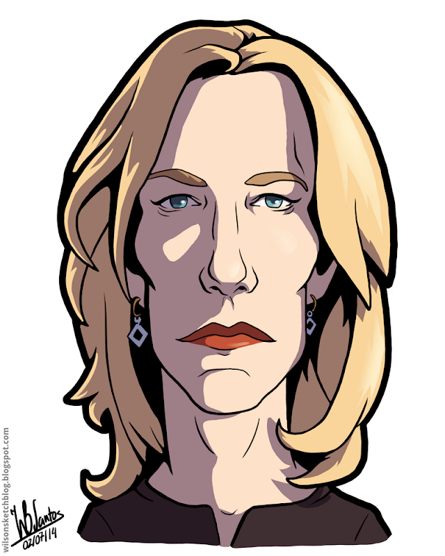 Cartoon caricature of Anna Gunn as Skyler White from Breaking Bad.