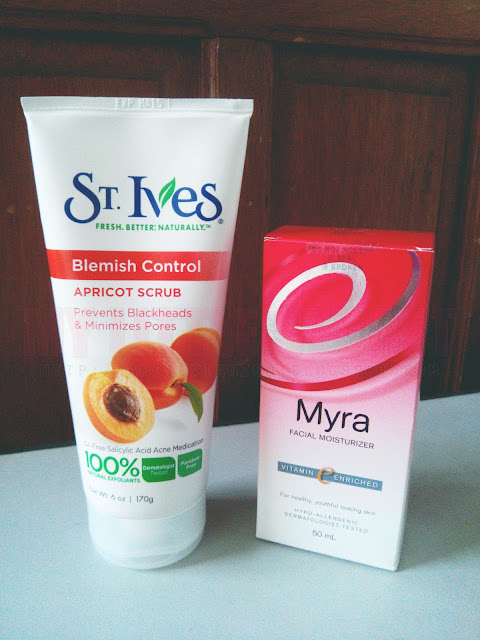 St. Ives Blemish Control Apricot Scrub and Myra E Facial Moisturizer