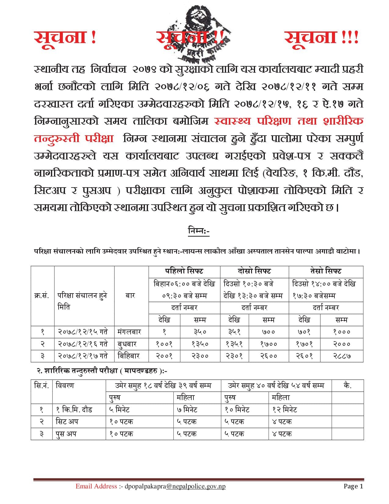 Myadi Police Physical Exam Routine