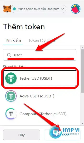 Thêm Token Usdt trên metamask