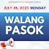 Class Suspensions for July 28, 2025 (Monday)