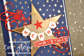 scissorspapercard, Stampin' Up!, CASEing The Catty, Labeler Alphabet, Greatest Part Of Christmas, Brightly Gleaming SDSP, Stitched Stars Dies, Christmas, Copper Foil